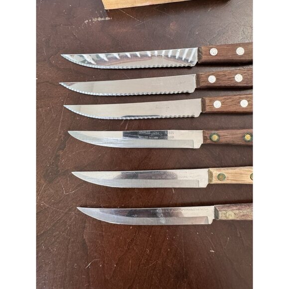 VTG Mix Knife Set 5pc Robinson Everbrite Surgical Stainless Steel Wood USA - Picture 3 of 8